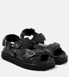 Acne Studios Debossed Leather Platform Sandals In Black
