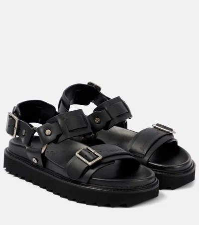 Acne Studios Debossed Leather Platform Sandals In Black