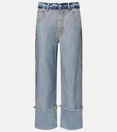Acne Studios Deconstructed Embellished Straight Jeans In Blue