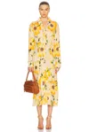 Acne Studios Orange Button-up Printed Midi Dress In Orange Multi