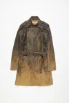 Acne Studios Denim Belted Coat In Black,yellow