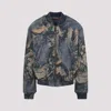 Acne Studios Graphic Print Denim Bomber Jacket In Brown