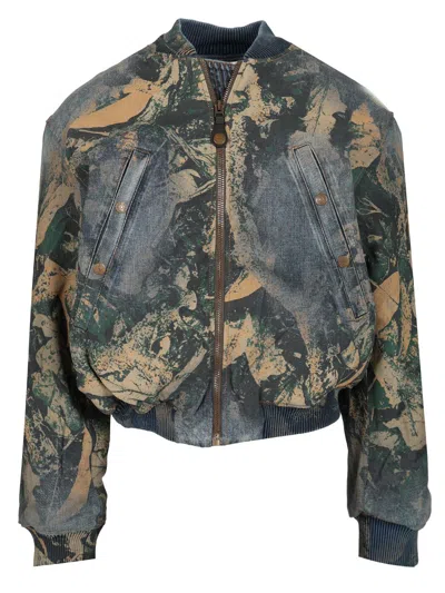 ACNE STUDIOS DENIM BOMB JACKET WITH CAMO DETAILS JACKETS BROWN
