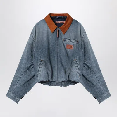 Acne Studios Denim Bomber Jacket In Blue