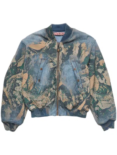 Acne Studios Abstract Pattern Brown Bomber Jacket In Multi