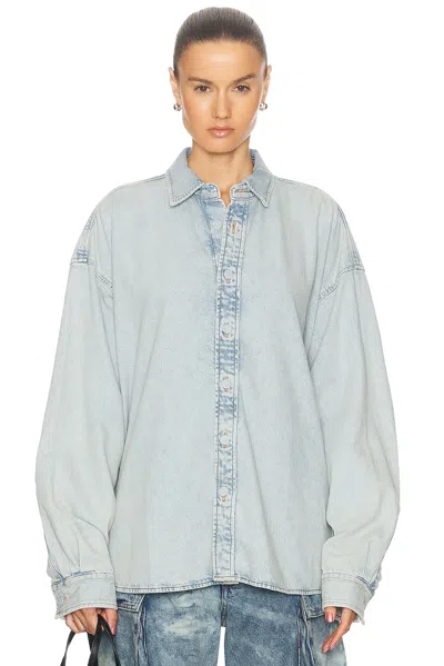 Acne Studios Denim Button Down Shirt In Indigo Blue