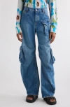Acne Studios Denim Cargo Trousers In Mid Blue