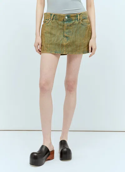 Acne Studios Denim Cord Mini Skirt In Green