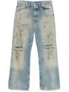 Acne Studios Denim Cotton Trousers Belt Loops Five Pockets In Blue
