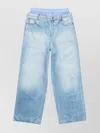 Acne Studios Trompe-loeil Print Trousers In Blue