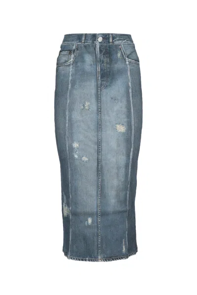 Acne Studios Denim Cotton Skirt For Women In Denimblue