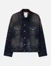 Acne Studios Leather Collar Oversize Denim Jacket In Blue
