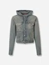 Acne Studios Men Denim Hooded Jacket In Blue