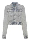 Acne Studios Light Blue Jacket With Jacquard Monogram In Denim Woman In Blue