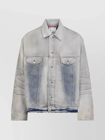 Acne Studios Denim Jacket With Buttoned Cuffs And Dropped Shoulders In Gray