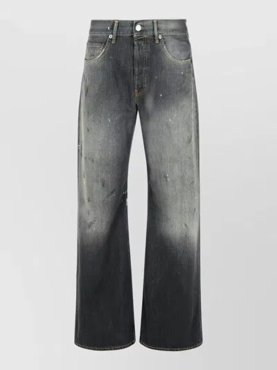 Acne Studios Denim Jeans Belt Loops Distressed Faded Design In Black