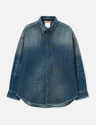 Acne Studios Denim Long Sleeve Shirts In Blue