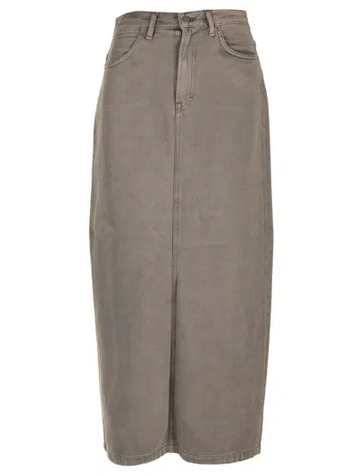 Acne Studios Denim Midi Skirt In Grey