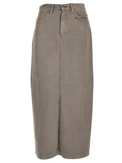 Acne Studios Gray Faded Denim Maxi Skirt In Aa2 Anthracite Grey