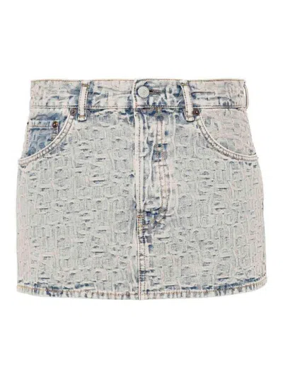 Acne Studios Blue Embossed Denim Miniskirt