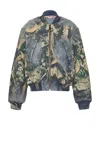 Acne Studios Graphic Print Denim Bomber Jacket In Brown