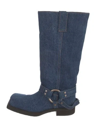 Pre-owned Acne Studios Denim Moto Boots In Blue
