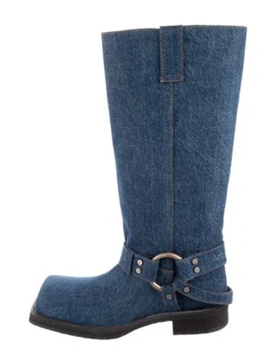 Pre-owned Acne Studios Denim Moto Boots In Blue