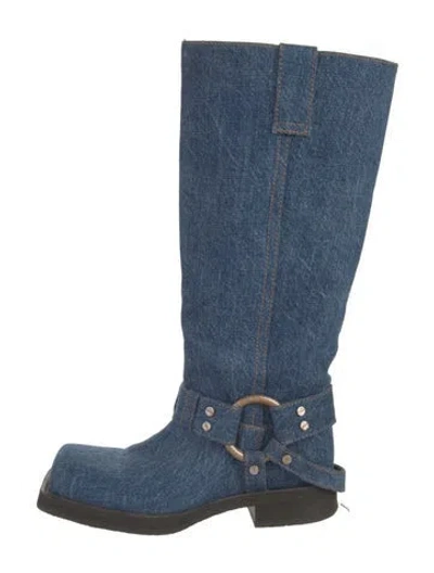 Pre-owned Acne Studios Denim Moto Boots In Blue