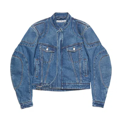 Pre-owned Acne Studios Denim Moto Jacket 'blue' | Men's Size 46