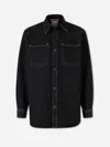 Acne Studios Washed Black Cotton Jacket With Dual Chest Pockets In Blue