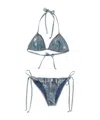 Acne Studios Printed Triangle Denim Effect Bikini Set In Blue