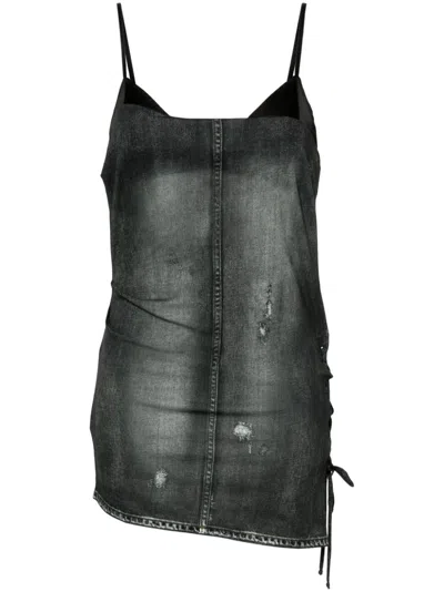 Acne Studios Printed Cotton Jersey Sleeveless Top In Black