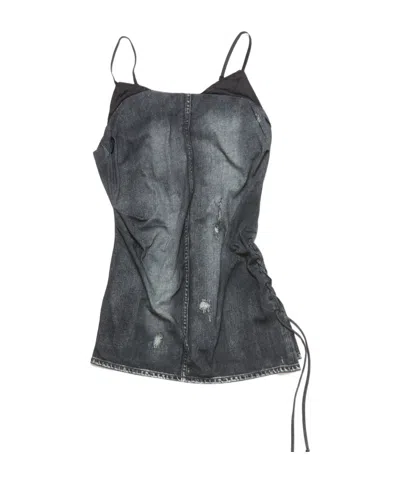 Acne Studios Denim-print Tank Top In Black
