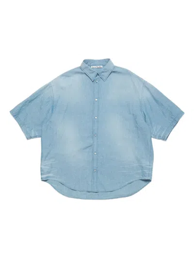 Acne Studios Button-up Shirt Logo Stamp In Blue