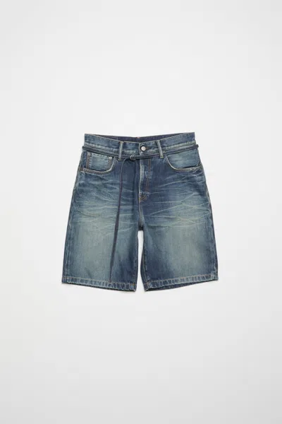 Acne Studios Loose Fit Denim Shorts In Mid Blue