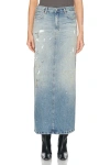 Acne Studios Blue Paint Splatter Denim Maxi Skirt In Light Blue