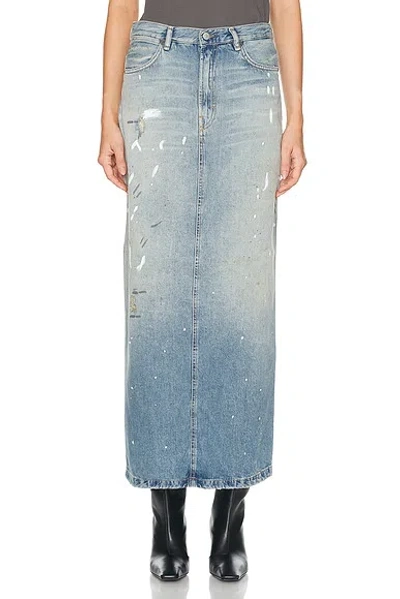 Acne Studios Blue Paint Splatter Denim Maxi Skirt