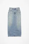 Acne Studios Blue Paint Splatter Denim Maxi Skirt In Light Blue