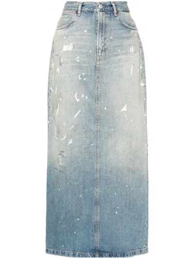 Acne Studios Denim Skirt Woman Blu In Cotton In 228 Light Blue