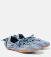 Acne Studios Bilaria Paneled Logo-print Denim Ballet Flats In Blue