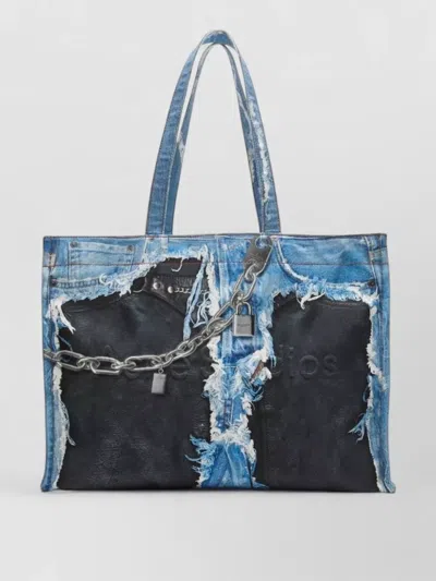 Acne Studios Denim Tote Bag Chain Detail Handles In Multi