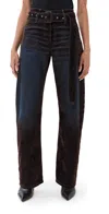 Acne Studios Page Flocked Belted Jeans In Multi