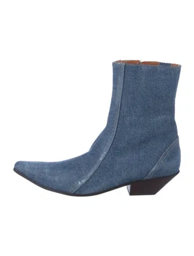 Pre-owned Acne Studios Denim Western Boots In Blue
