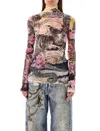 Acne Studios Multicolor Printed Turtleneck In Pink Multi