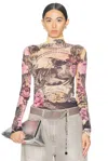 Acne Studios Multicolor Printed Turtleneck In Pink Multicolor