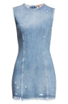 Acne Studios Denka Shimmy Dawn Cyrstal Denim Minidress In Blue