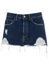 Acne Studios Destroyed Denim Mini Skirt In Blue