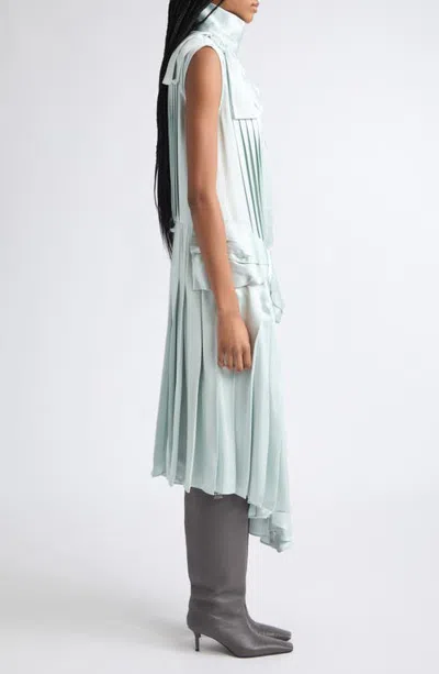 Acne Studios Devyn Silk Blend Satin Bow Midi Dress In Blue