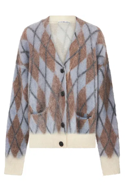Acne Studios Diamond Pattern Cardigan In Mohair Blend For Women In Gray