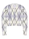 Acne Studios Argyle Cardigan In Mohair And Wool Blend In Neutral